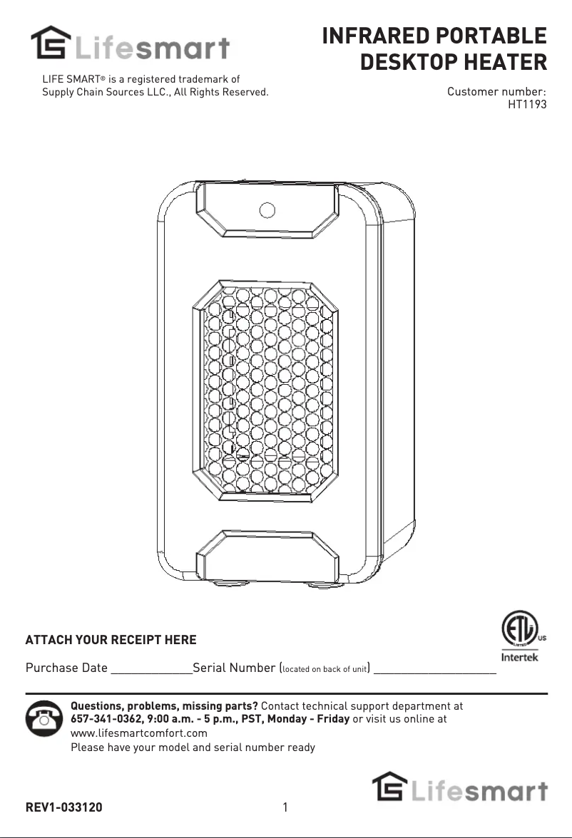 Page 1 de la notice Manuel utilisateur Lifesmart HT1193