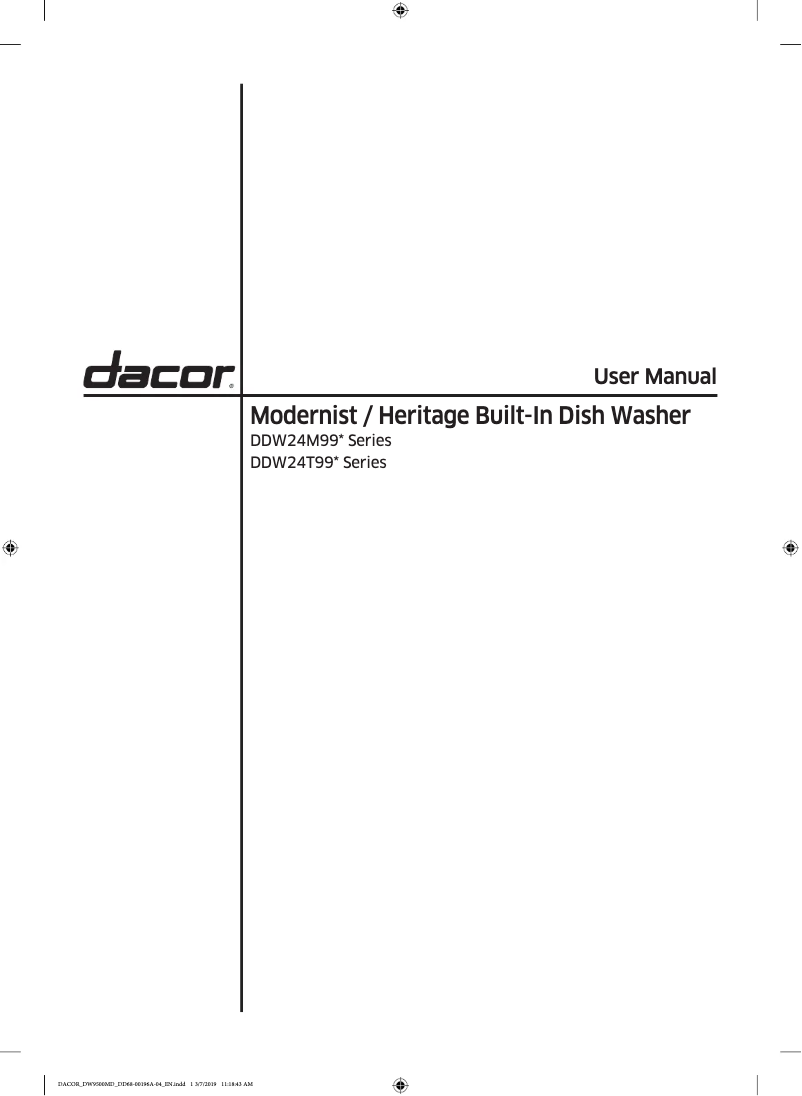 Image de la première page du manuel de l'appareil DDW24T999BB