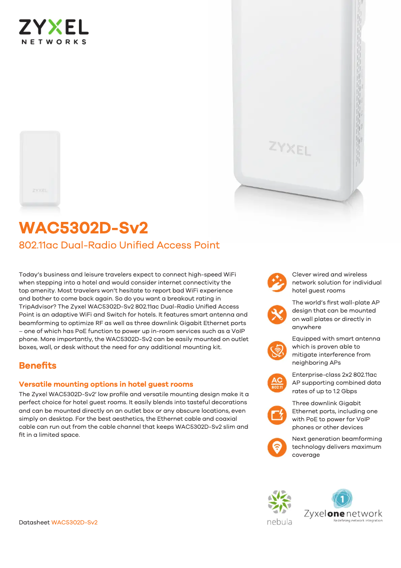 Page n°1 - Fiche technique ZyXEL WAC5302D-Sv2