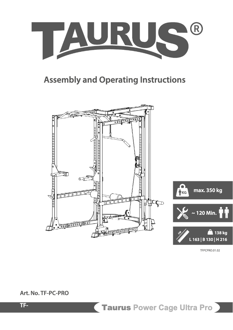 Page 1 de la notice Manuel utilisateur Taurus Power Cage Ultra Pro