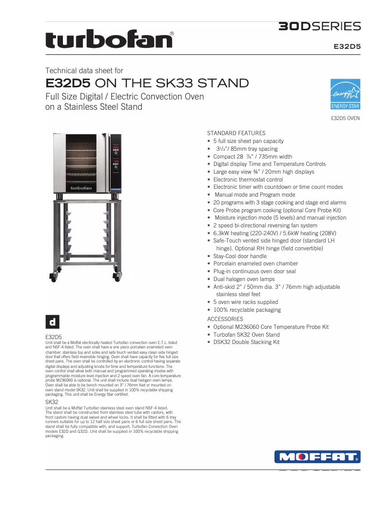 Page 1 de la notice Manuel utilisateur Moffat Turbofan E32D5