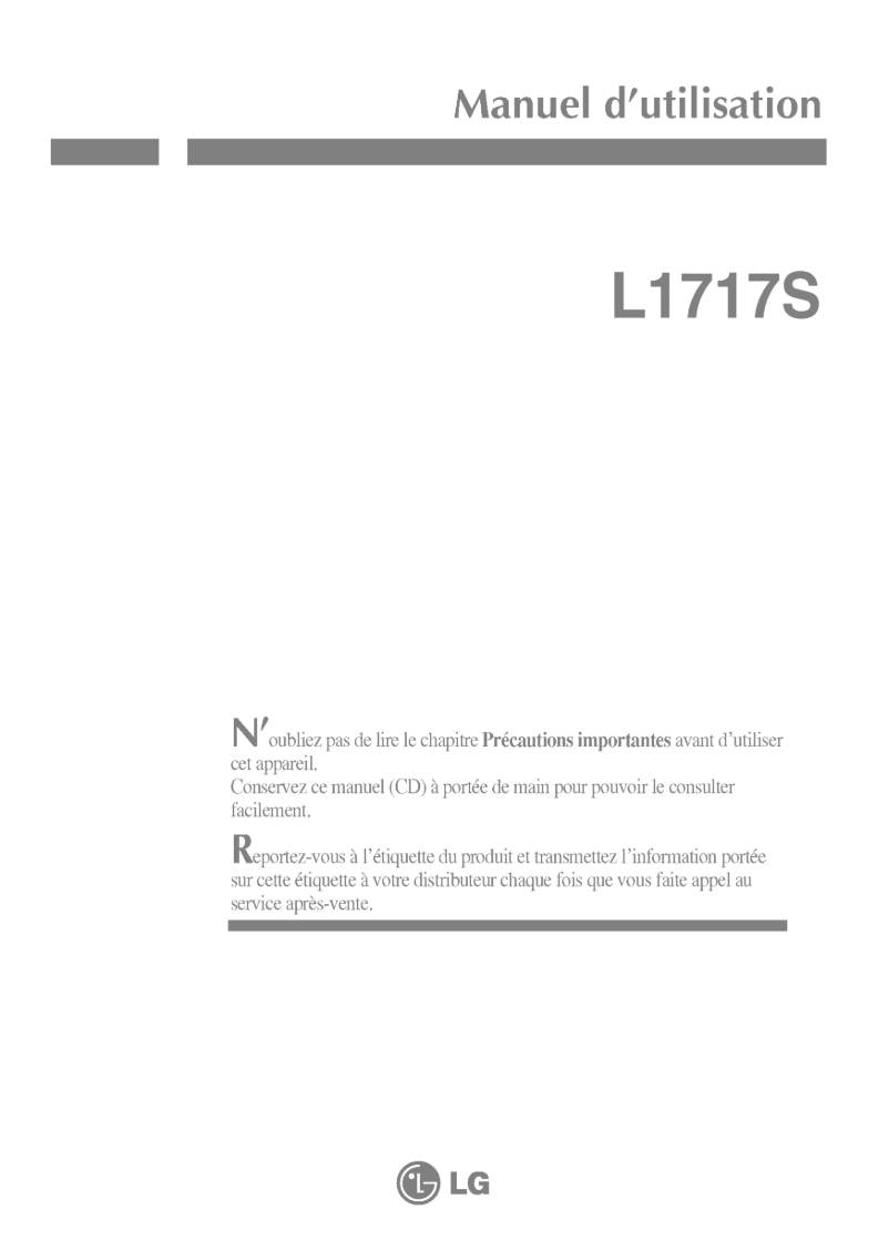 Page 1 de la notice Manuel utilisateur LG L1717S