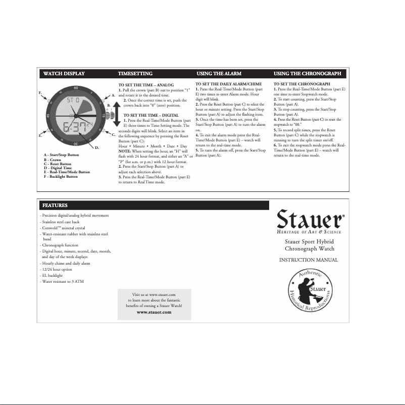 Page n°1 - Manuel utilisateur Stauer 30827