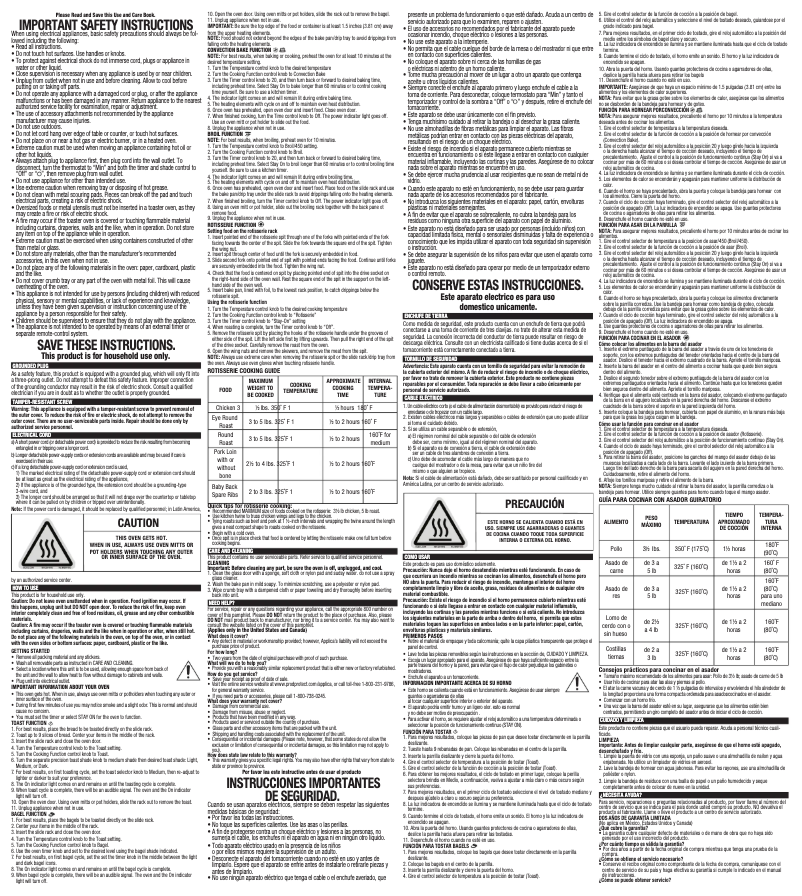 Page 1 de la notice Manuel utilisateur Black & Decker TO4314
