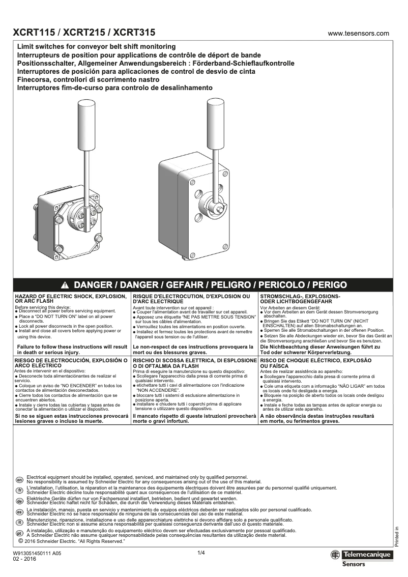 Page 1 de la notice Manuel utilisateur Schneider XCRT215