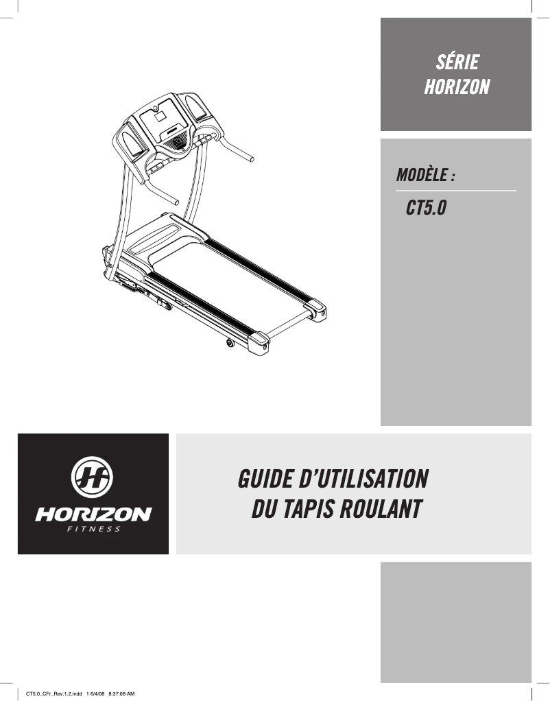 Página 1 del manual Manual de usuario Horizon Fitness CT5.0