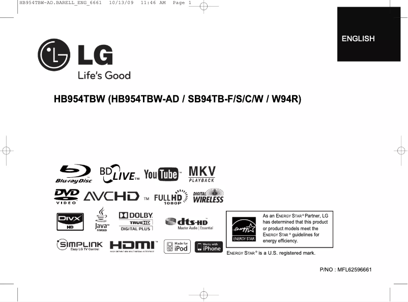 Page n°1 - Manuel utilisateur LG HB954TZW