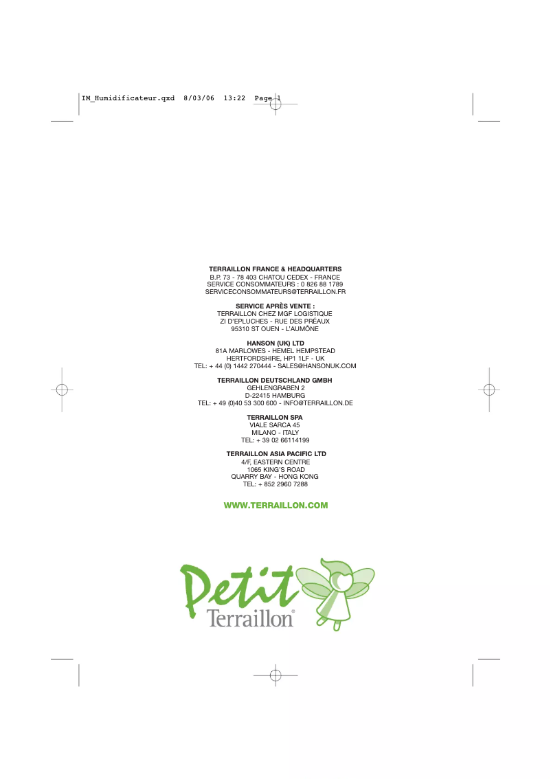 Image de la première page du manuel de l'appareil Petit