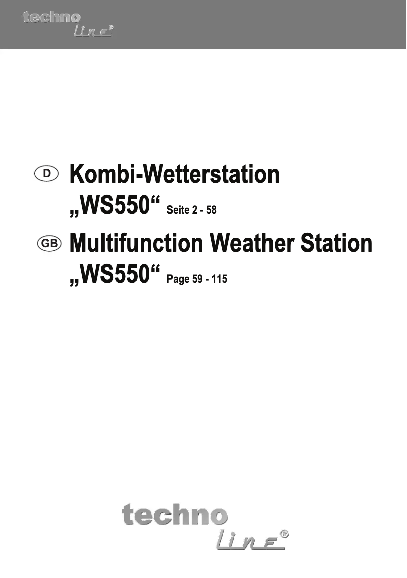 Page 1 de la notice Manuel utilisateur Techno Line WS 550