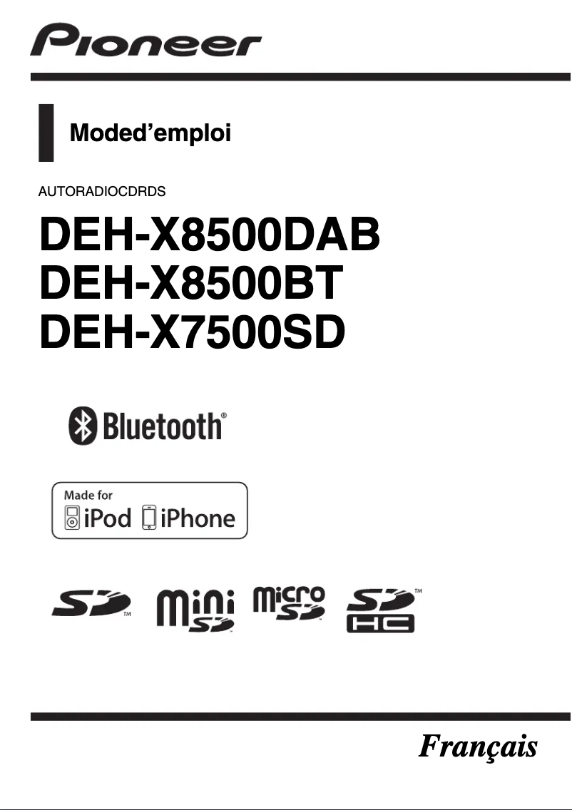 Page n°1 - Manuel utilisateur Pioneer DEH-X8500BT