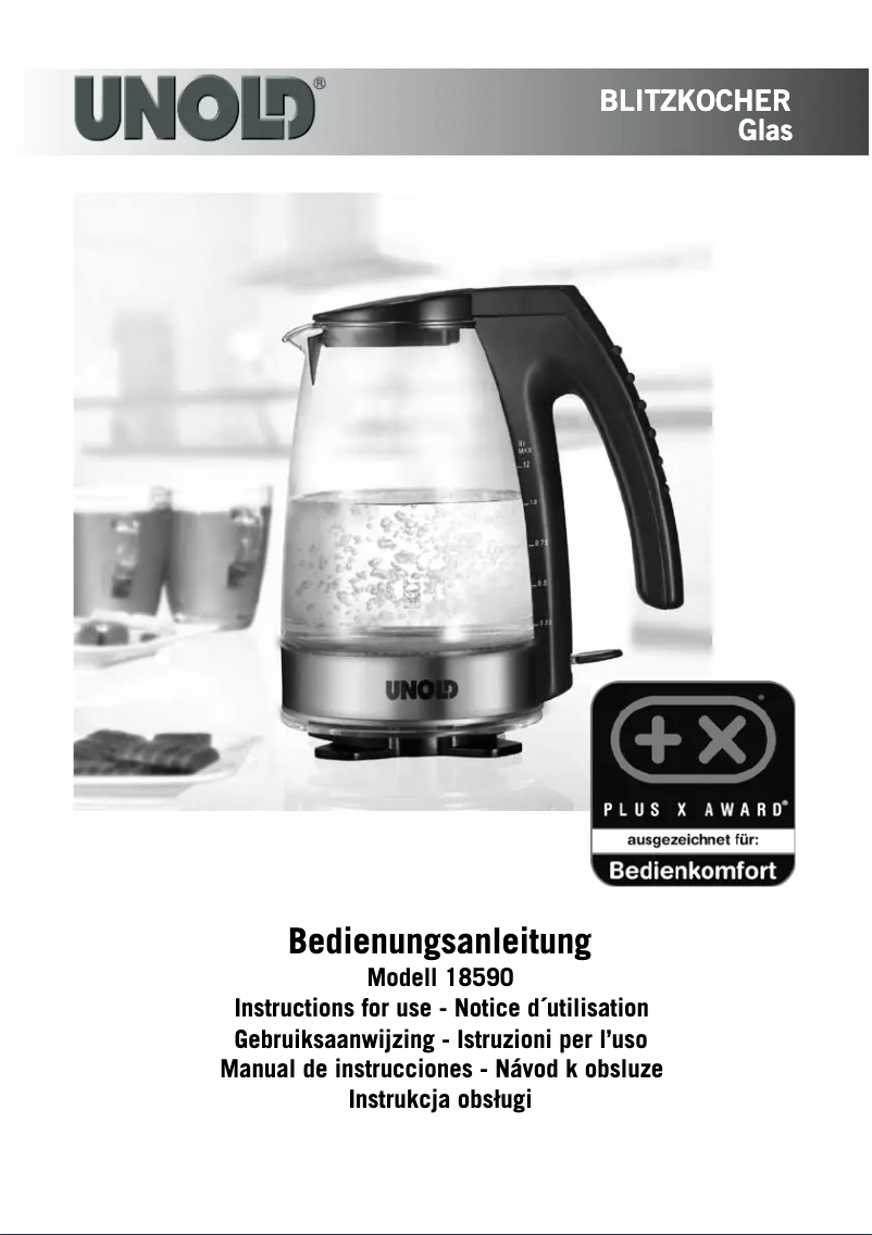 Image de la première page du manuel de l'appareil 18590 Glas Blitzkocher