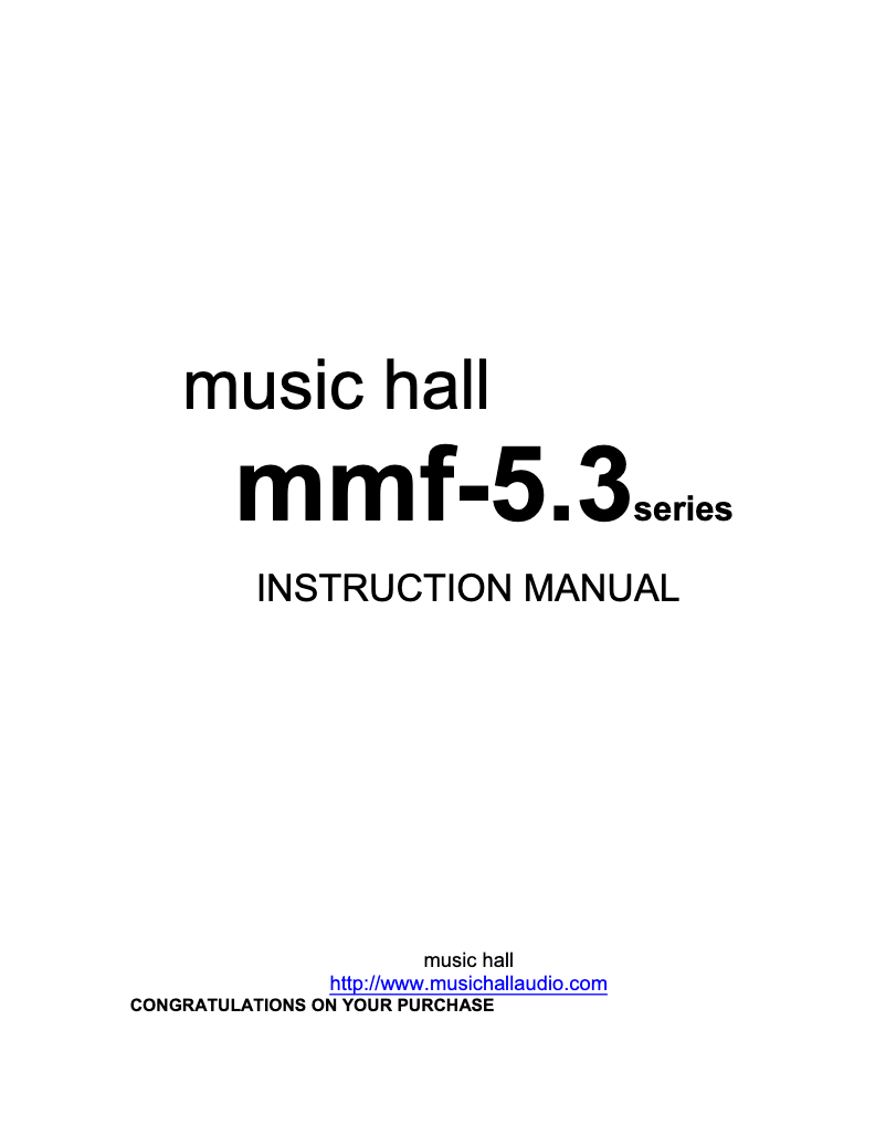 Page n°1 - Manuel utilisateur Music Hall MMF-5.3SC