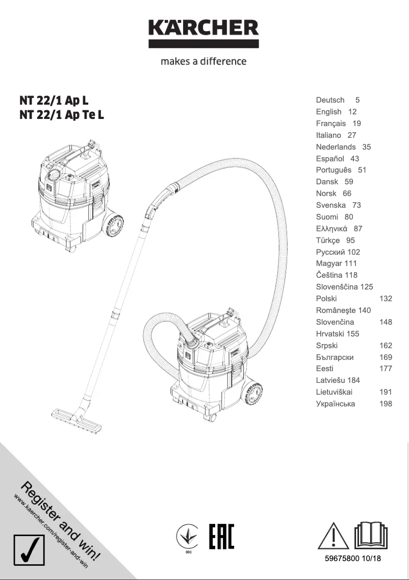 Page n°1 - Manuel utilisateur Kärcher NT 22/1 Ap Te L