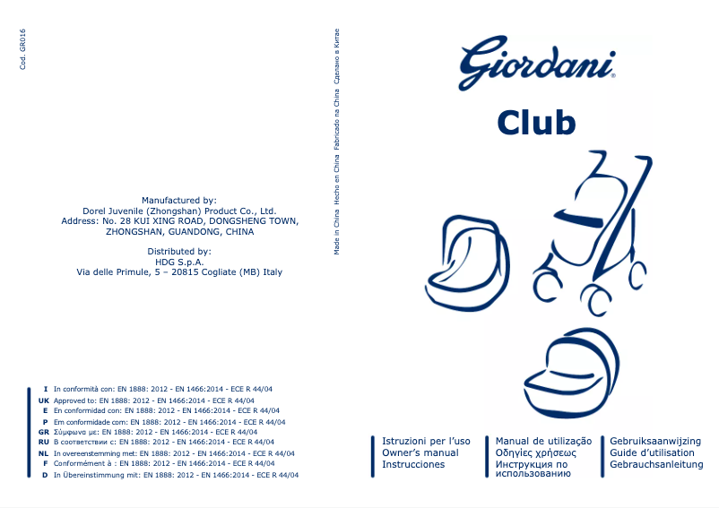 Image de la première page du manuel de l'appareil Club