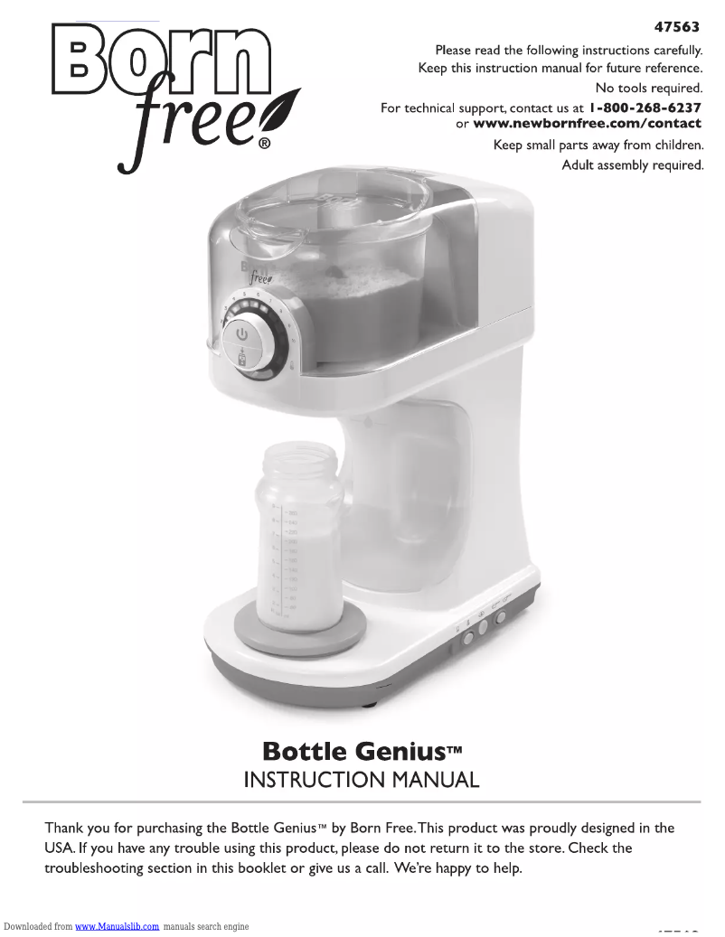 Image de la première page du manuel de l'appareil Bottle Genius