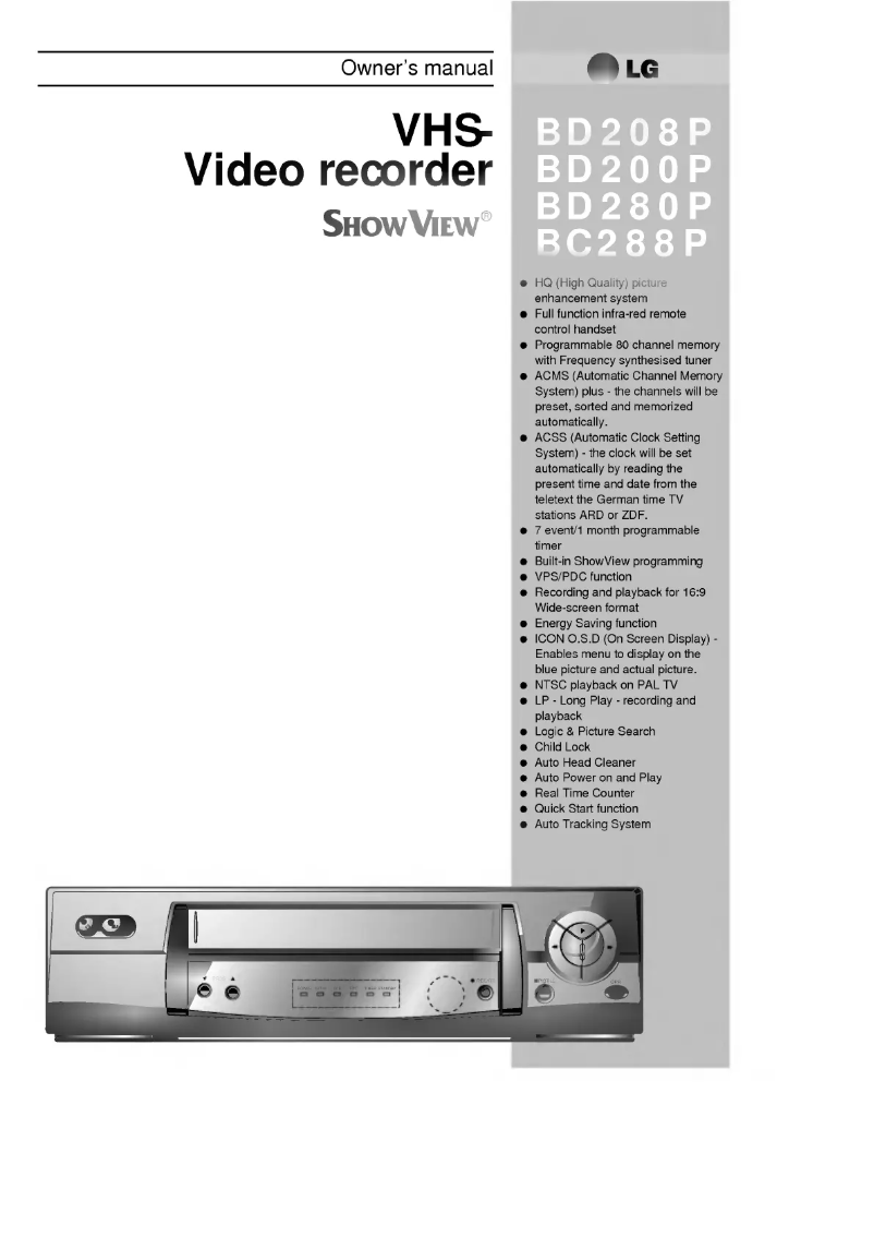 Page n°1 - Manuel utilisateur LG ShowView BD200P