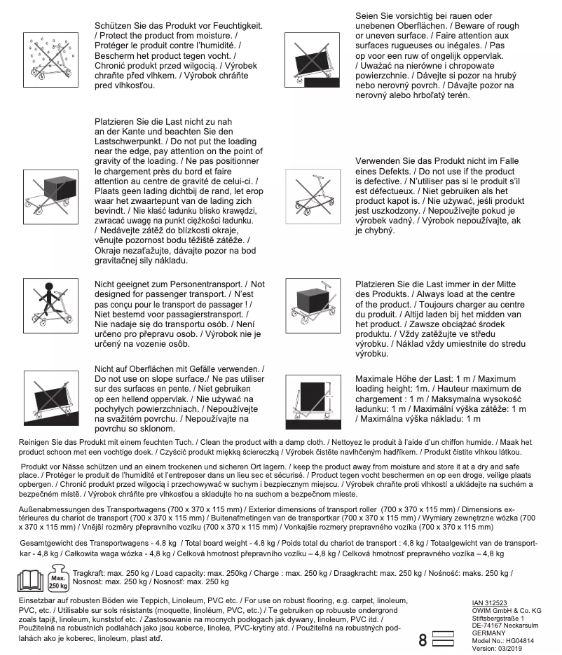 Page 1 de la notice Manuel utilisateur Powerfix HG04814
