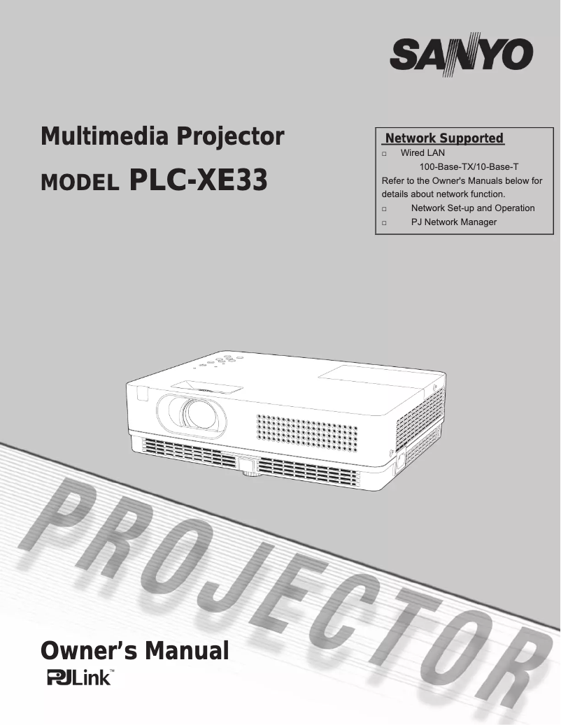 Page n°1 - Manuel utilisateur Sanyo PLC-XE33