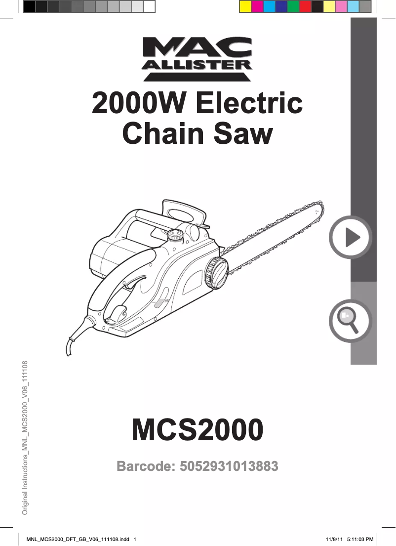 Page 1 de la notice Manuel utilisateur MacAllister MCS2000