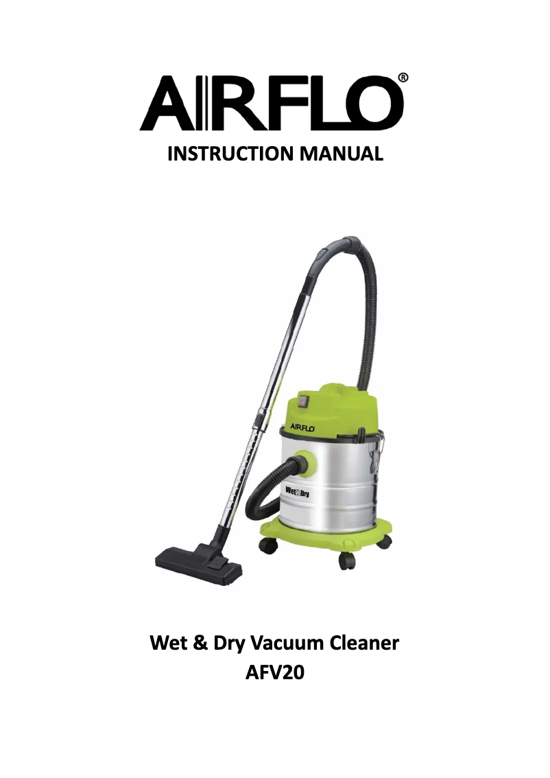 Image de la première page du manuel de l'appareil Wet & Dry AFV20