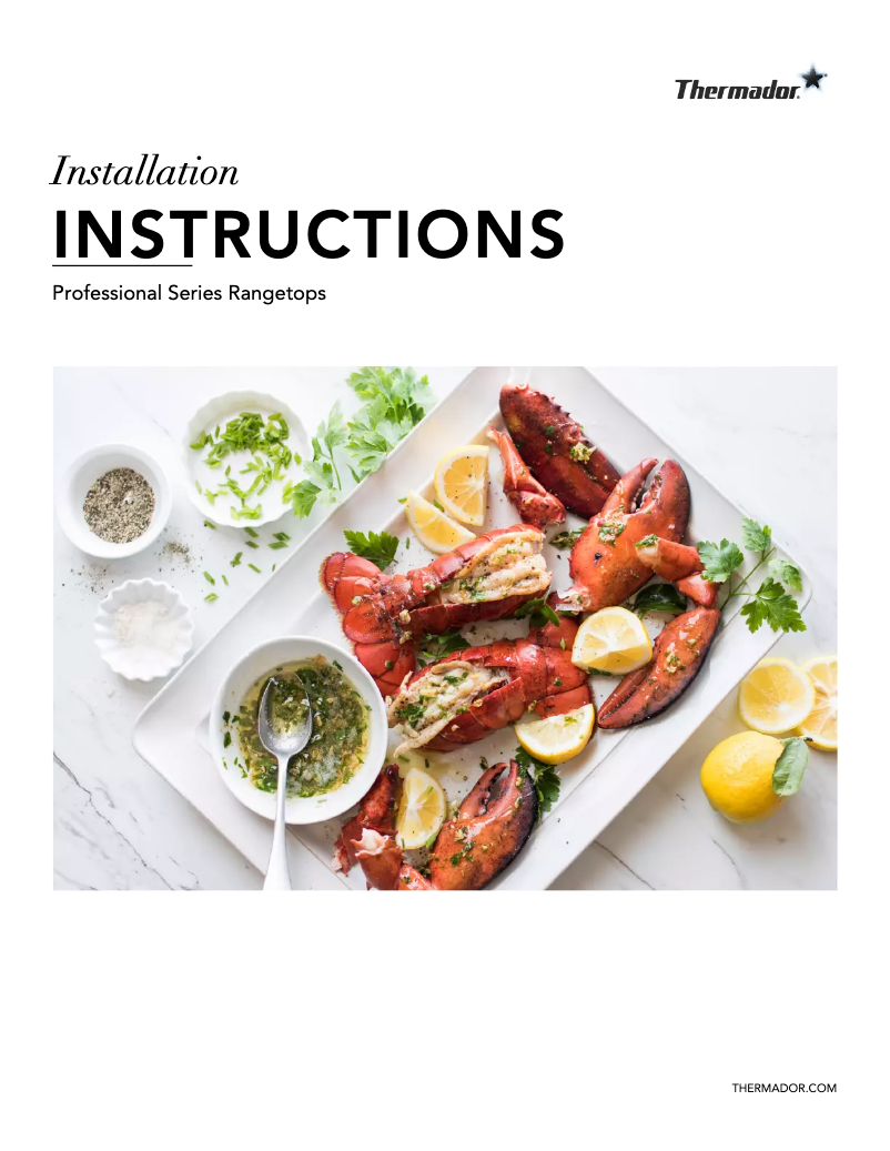 Page 1 de la notice Guide d'installation Thermador PCG364WL