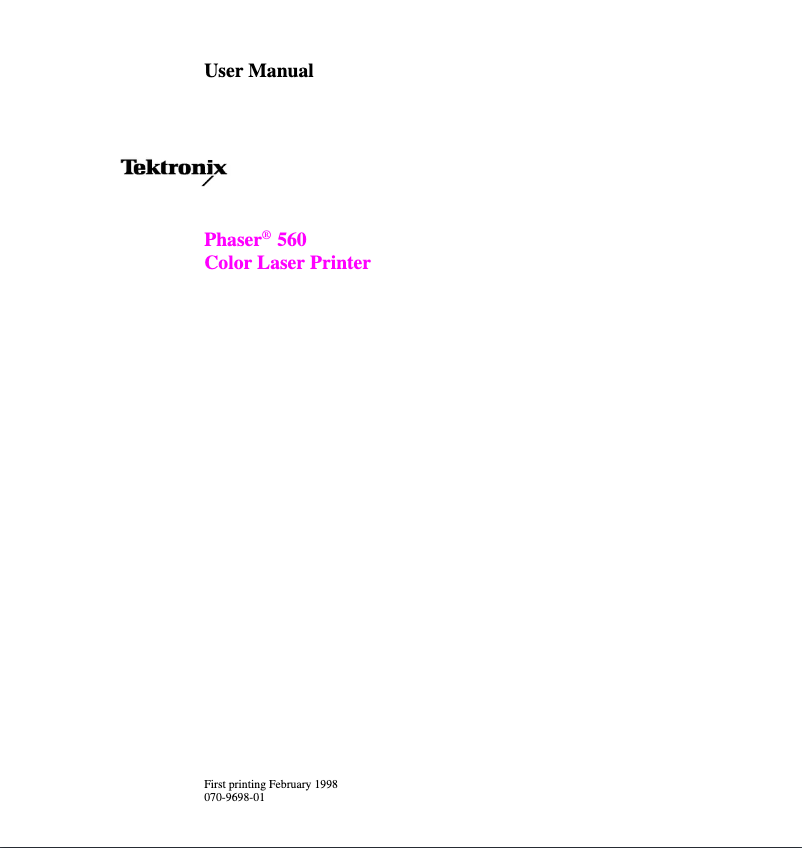 Page 1 de la notice Manuel utilisateur Xerox Phaser 560