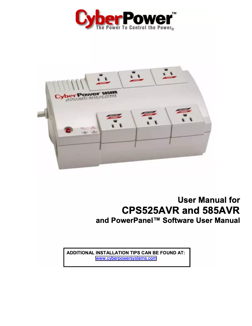 Page n°1 - Manuel utilisateur CyberPower CPS585AVR