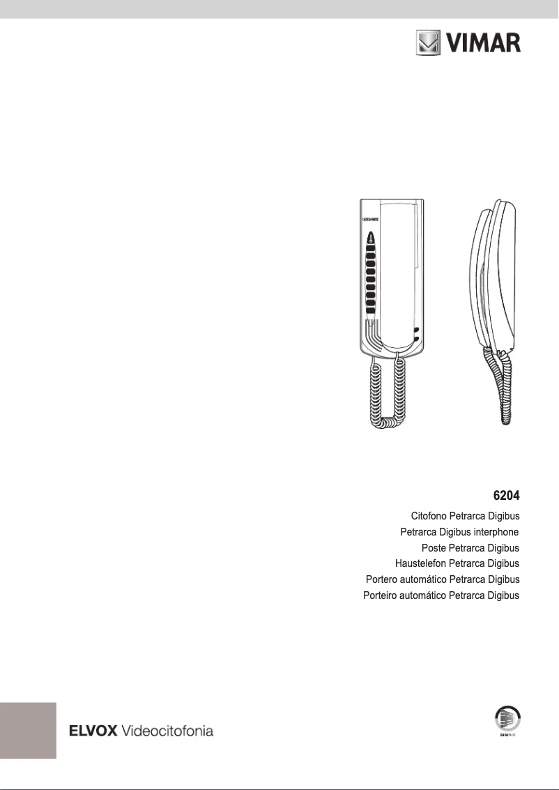 Page 1 de la notice Manuel utilisateur Vimar ELVOX 6204