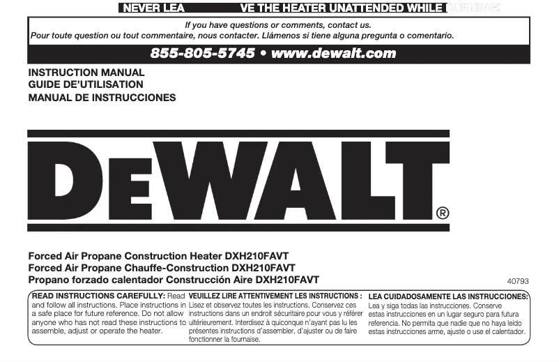 Page n°1 - Manuel utilisateur DeWalt DXH210FAVT