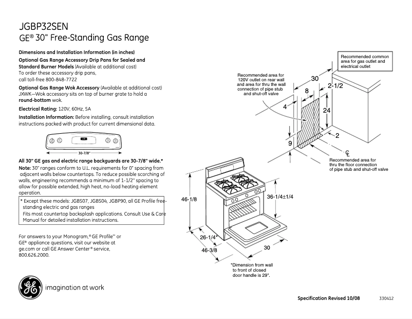 Page n°1 - Manuel utilisateur GE JGBP32SENSS