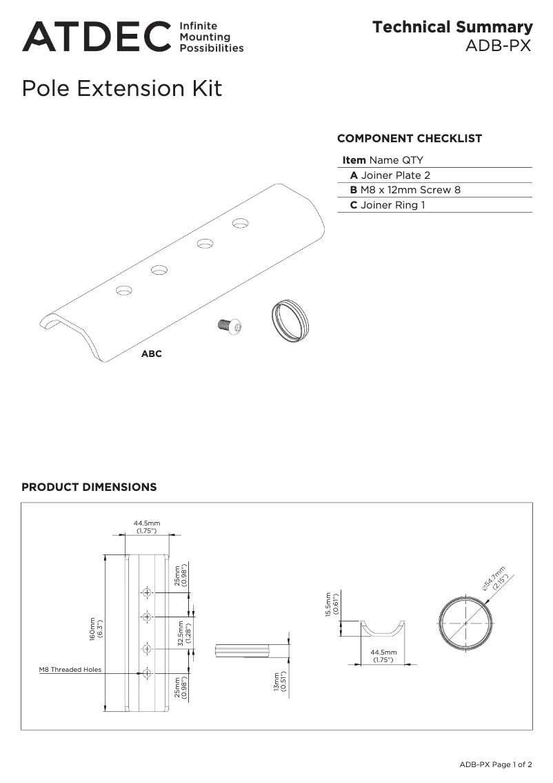 Image de la première page du manuel de l'appareil ADB-PX