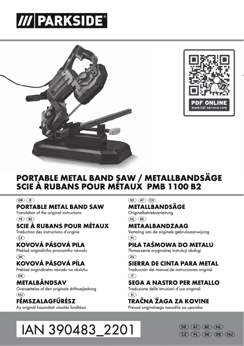 Page 1 de la notice Manuel utilisateur Parkside PMB 1100 B2