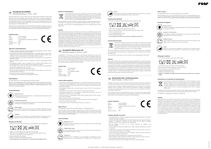 Image de la première page du manuel de l'appareil Sleepy Koala 52451