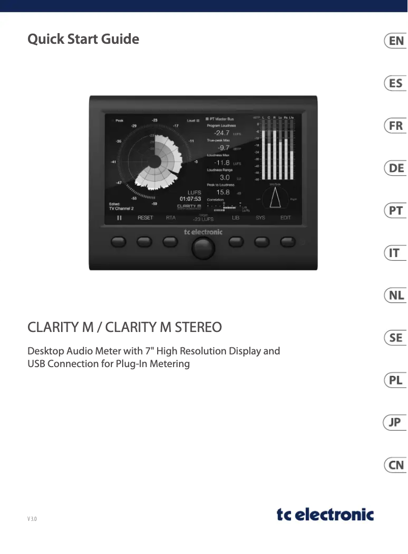 Page n°1 - Guide de démarrage rapide TC Electronic Clarity M