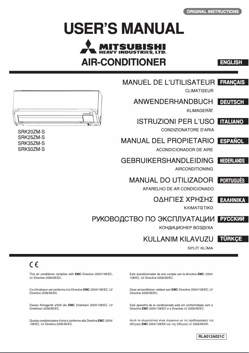 Page 1 de la notice Manuel utilisateur Mitsubishi SRK35ZM-S