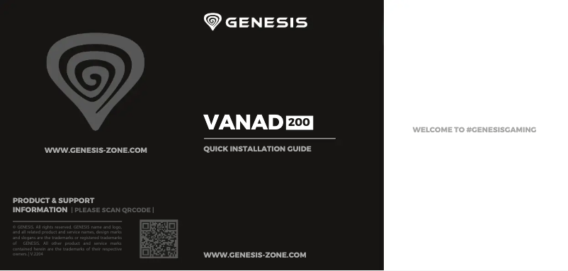 Page 1 de la notice Manuel utilisateur Genesis Vanad 200