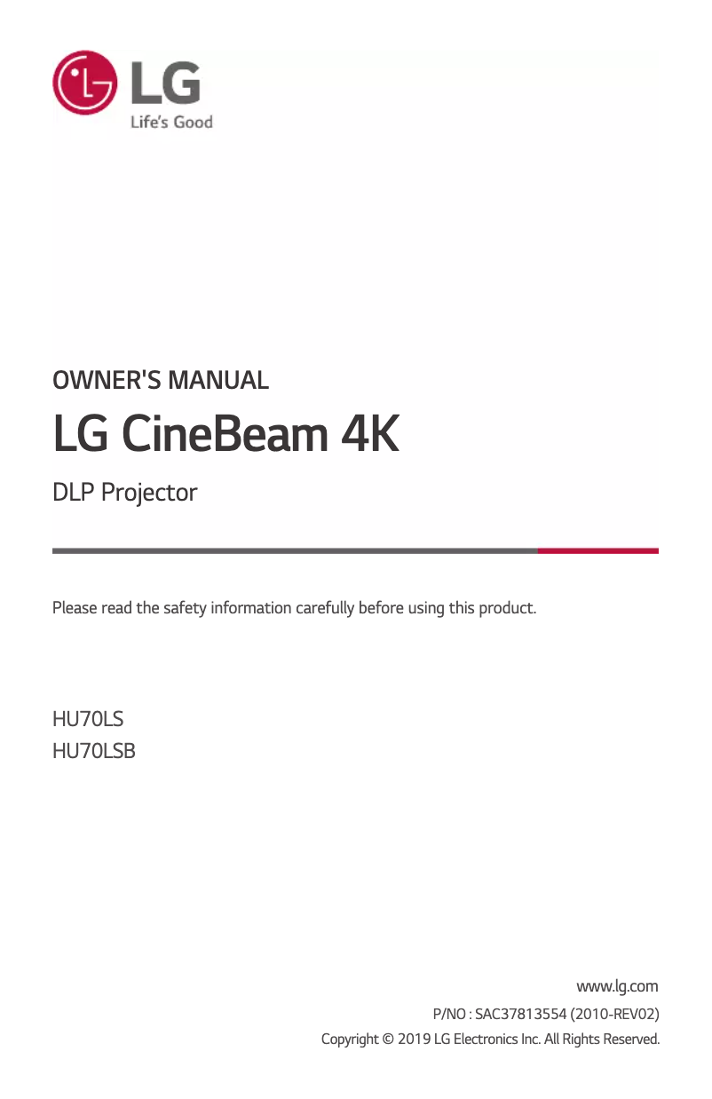 Page n°1 - Manuel utilisateur LG CineBeam 4K HU70LSB