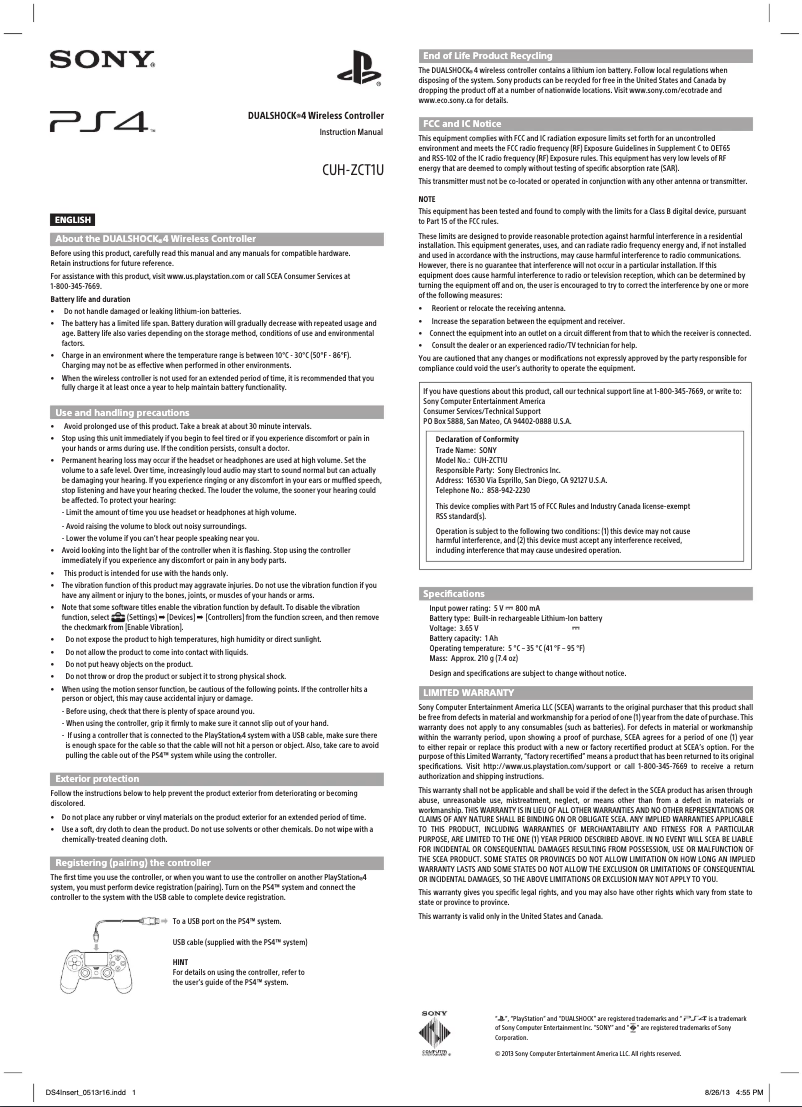 Página 1 del manual Manual de usuario Sony PS4