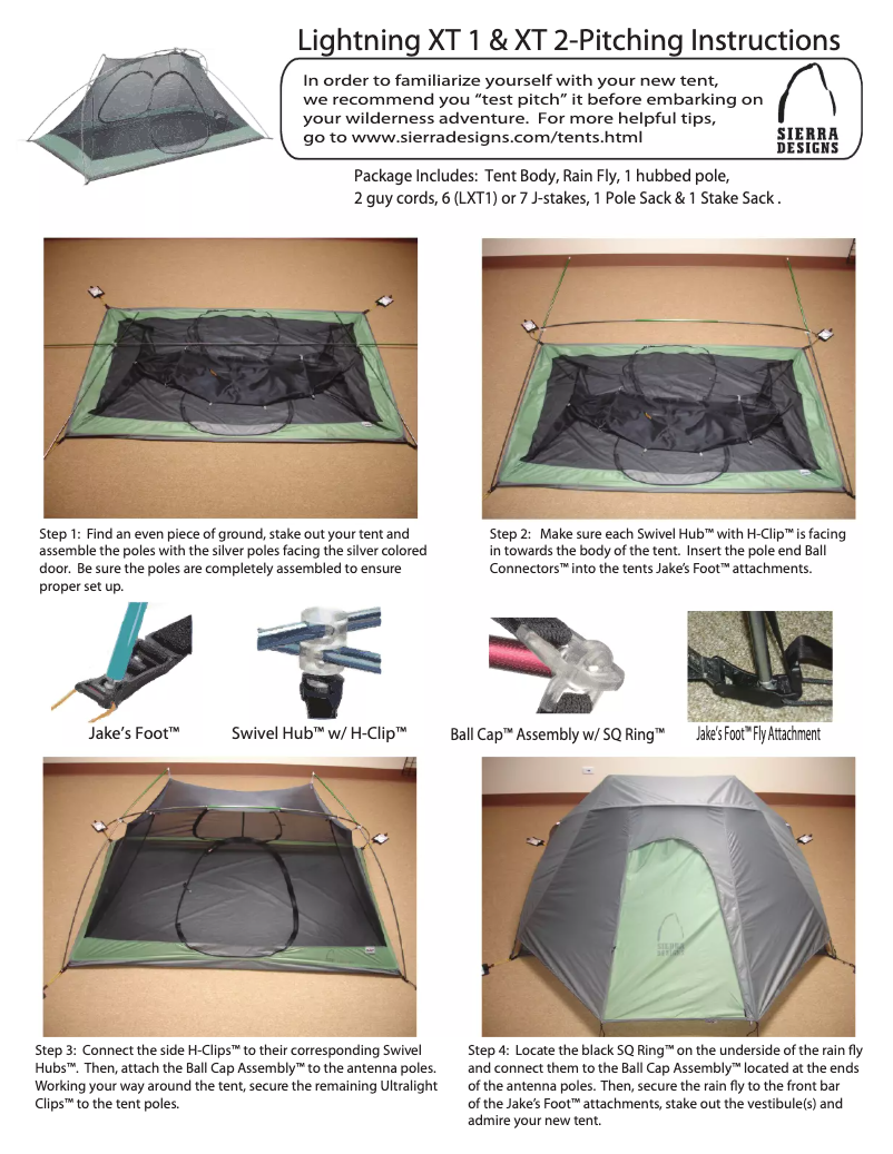 Página 1 del manual Manual de usuario Sierra Designs Lightning XT 1