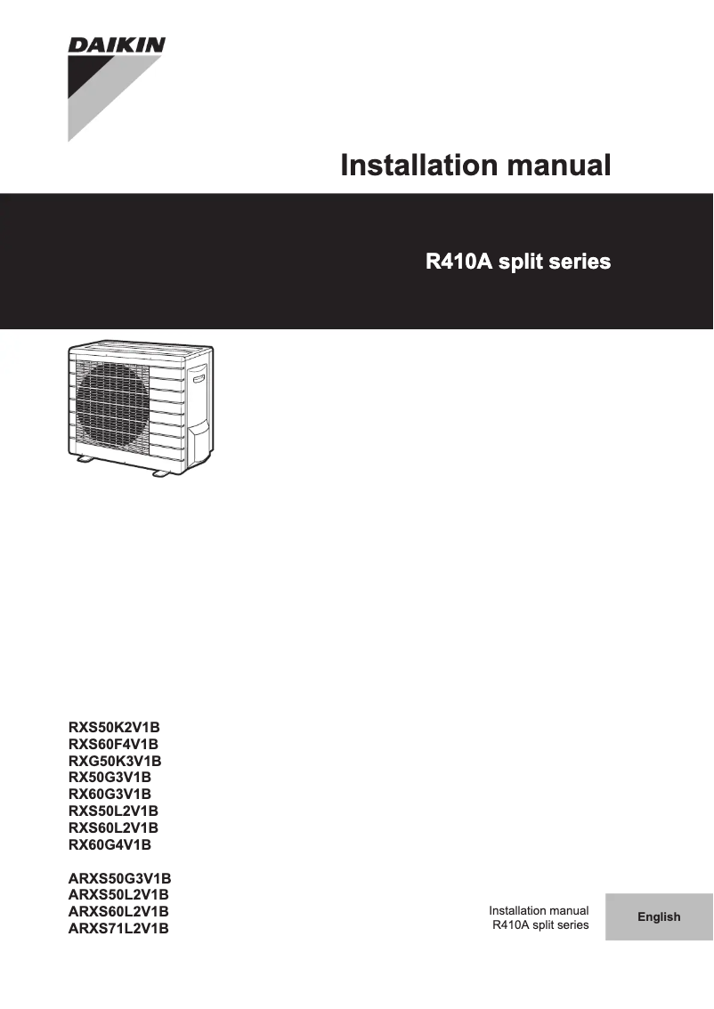 Page 1 de la notice Manuel utilisateur Daikin RX50G3V1B