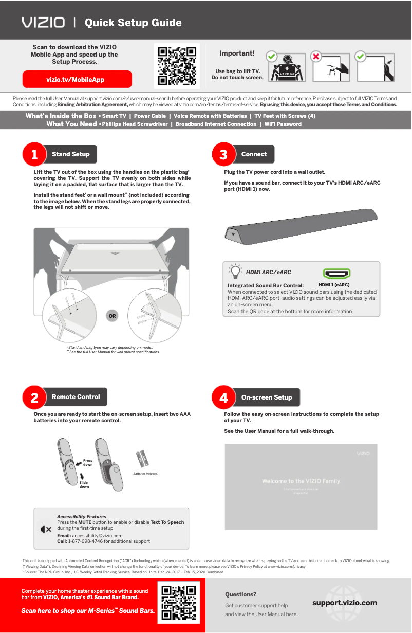 Page 1 de la notice Guide de démarrage rapide VIZIO M55Q6-L4