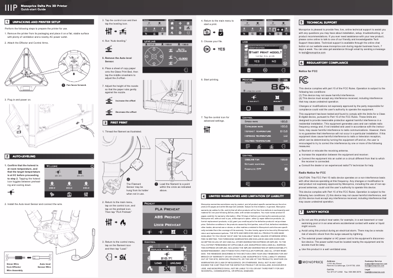 Page 1 de la notice Manuel utilisateur Monoprice Delta Pro