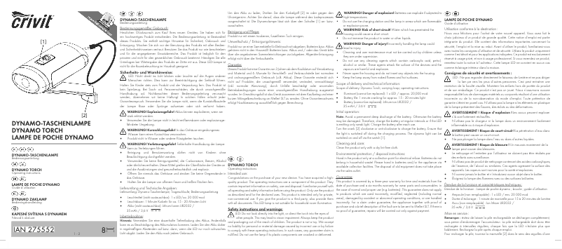 Page 1 de la notice Manuel utilisateur Crivit IAN 275552