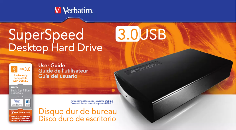 Page 1 de la notice Manuel utilisateur Verbatim SuperSpeed USB 3.0