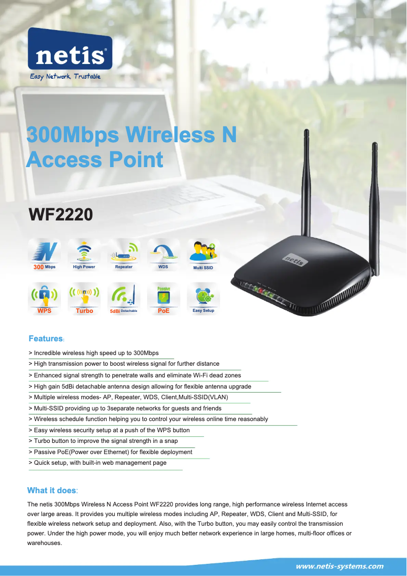 Page 1 de la notice Manuel utilisateur Netis WF2220