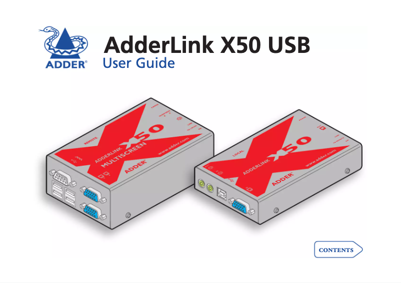Image de la première page du manuel de l'appareil ADDERLink X50