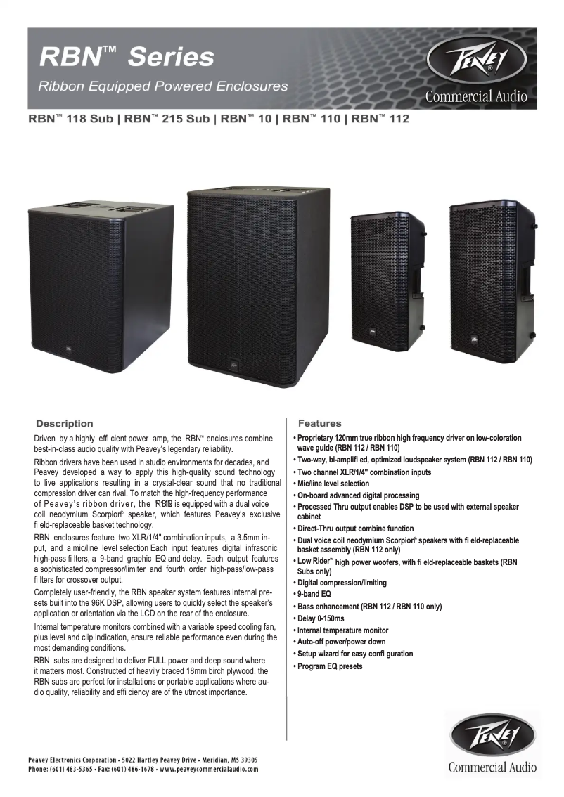 Page n°1 - Fiche technique Peavey RBN 110