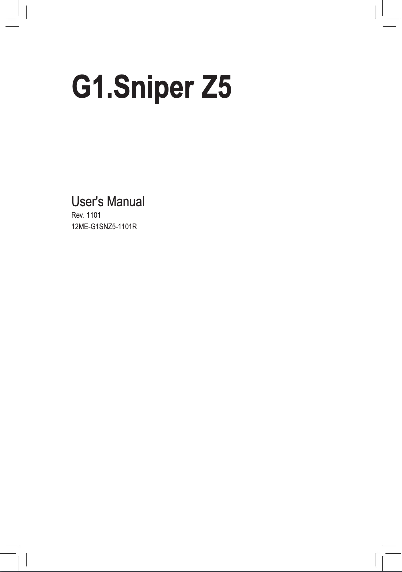 Page n°1 - Manuel utilisateur Gigabyte G1.Sniper Z5