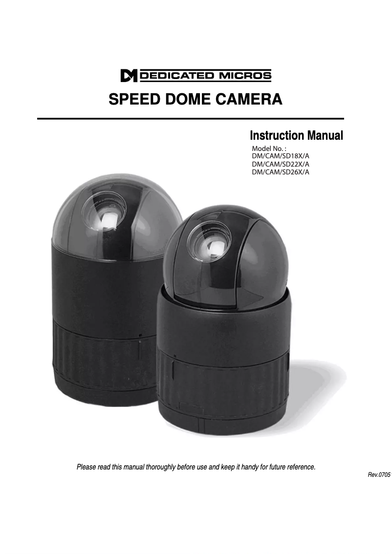 Page n°1 - Manuel utilisateur Dedicated Micros DM/CAM/SD22X/A