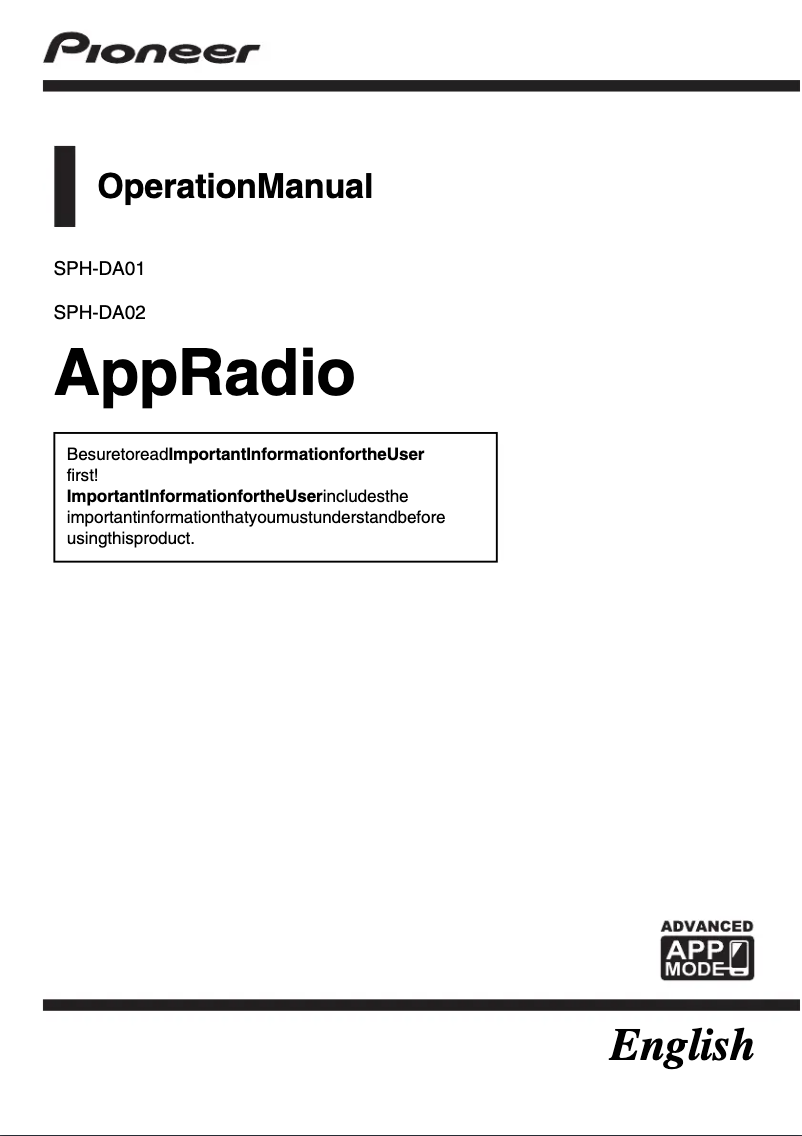 Page 1 de la notice Manuel utilisateur Pioneer SPH-DA02